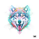 time travel clock with howling wolf tattoo design idea