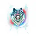 time travel clock with howling wolf tattoo design idea