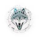 time travel clock with howling wolf tattoo design idea