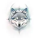 time travel clock with howling wolf tattoo design idea