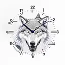 time travel clock with howling wolf tattoo design idea