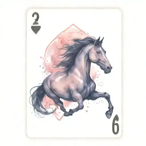 3 playing cards with black horse as face  tattoo design idea