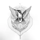 Hummingbird drinking from a skull tattoo design idea