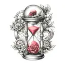 Hourglass, time, Spartan, ripped skin, never give up tattoo design idea