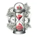 Hourglass, time, Spartan, ripped skin, never give up tattoo design idea