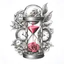 Hourglass, time, Spartan, ripped skin, never give up tattoo design idea