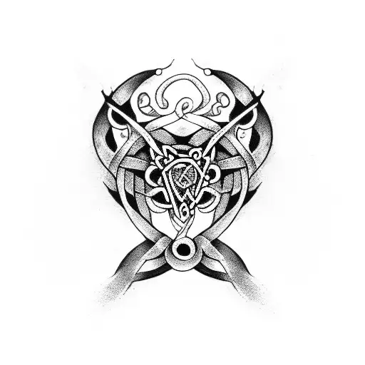 Celtic fox with snakes  tattoo design idea