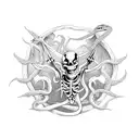 skeleton dancing with snakes  tattoo design idea