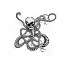 skeleton dancing with snakes  tattoo design idea