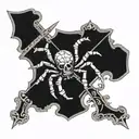 spider crawling on a cross adorned with skulls on tarot card tattoo design idea