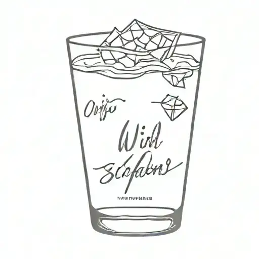 Gin tonic glass filled with text 'wird schon.' tattoo design idea