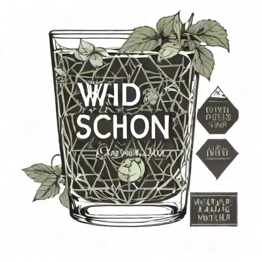 Gin tonic glass filled with text 'wird schon.' tattoo design idea