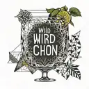 Gin tonic glass filled with text 'wird schon.' tattoo design idea