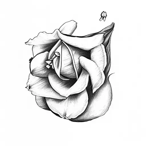 1 daffodil and 1 rose entwined with 1 small daffodil and 2 small roses and 1 small cyclamen  tattoo design idea