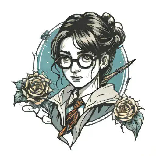 Anime Female Harry Potter inspired tattoo tattoo design idea