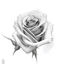 Roses with a name and birthday tattoo design idea