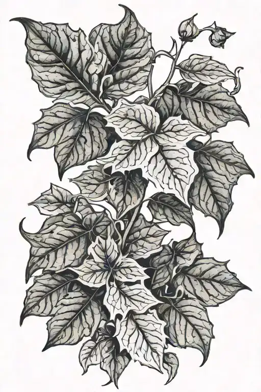 ivy plant leafs tattoo design idea