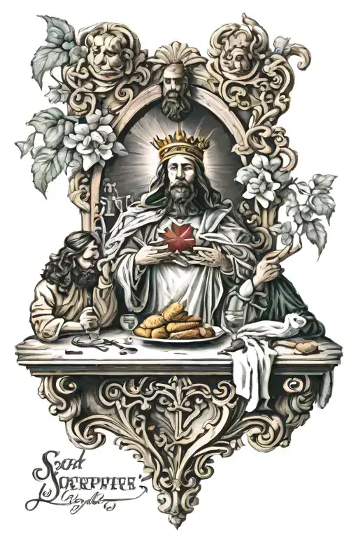 sacred heart of Jesus the last supper  tattoo design idea