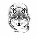 wolf and moon, viking runes tattoo design idea