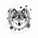 wolf and moon, viking runes tattoo design idea