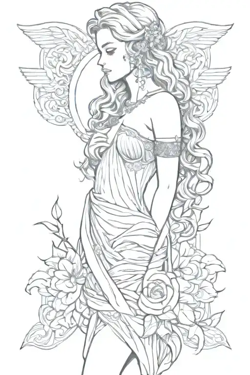 full body Aphrodite realistic sexy girl shoulder tattoo tattoo design idea