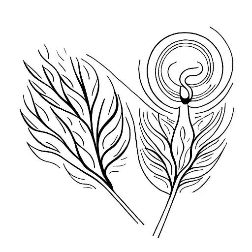 Three birds on a branch with intricate patterns on their feathers tattoo design idea
