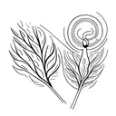 Three birds on a branch with intricate patterns on their feathers tattoo design idea