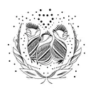 Three birds on a branch with intricate patterns on their feathers tattoo design idea