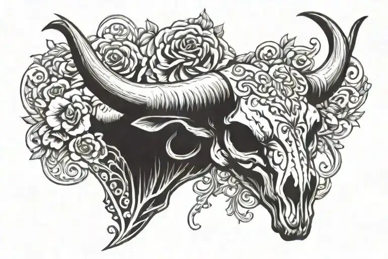 Texas long horn skull tattoo design idea