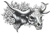 Texas long horn skull tattoo design idea