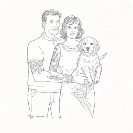 a couple holding a dog tattoo design idea