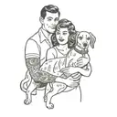 a couple holding a dog tattoo design idea