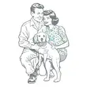 a couple holding a dog tattoo design idea