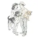a couple holding a dog tattoo design idea