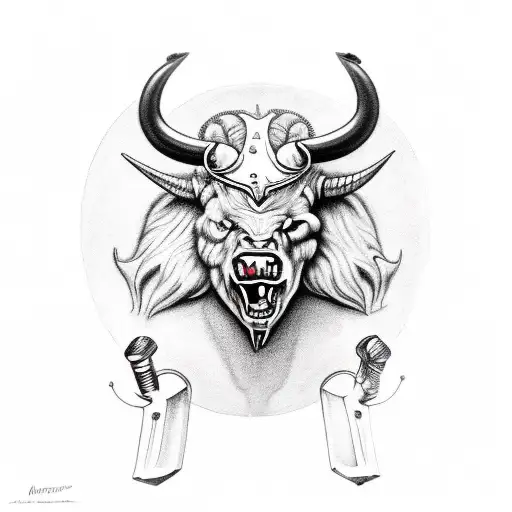 Minotaur holding a warhammer tattoo design idea