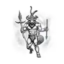 Fully body Minotaur holding a warhammer tattoo design idea