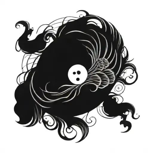 one mask yin yang tattoo design idea