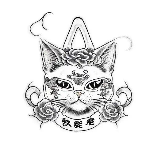 lucky cat tattoo design idea