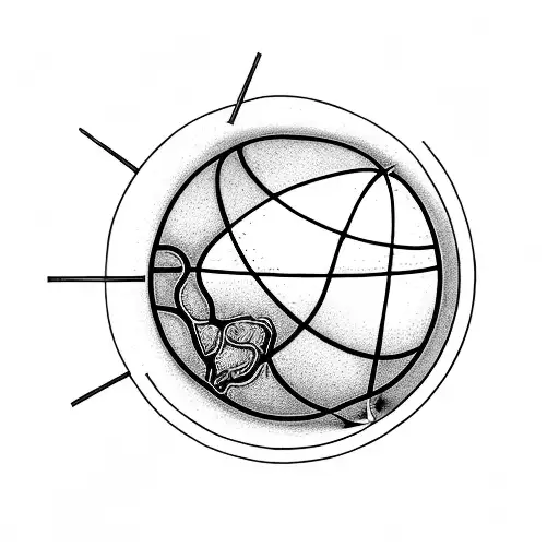 a basketball being a earth globe spinning tattoo design idea