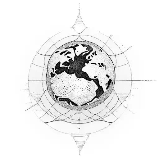 a round basketball ball being the earth globe spinning tattoo design idea