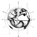a basketball being a earth globe spinning tattoo design idea