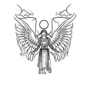 The balance between angelic good and demoniac evil self confidence and survival &nbsp;tattoo tattoo design idea