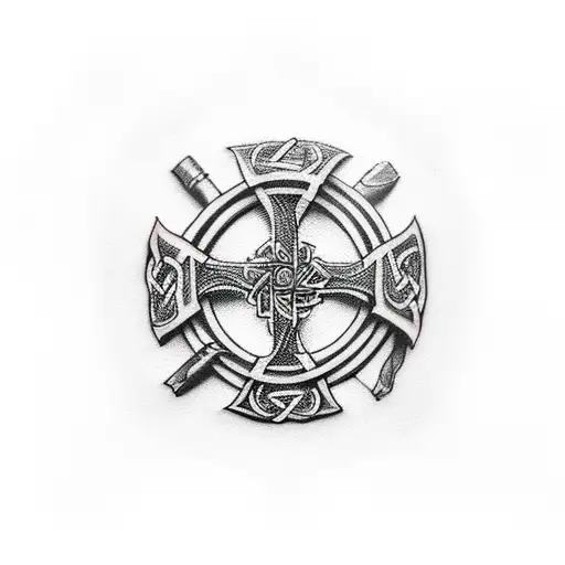 Viking Cross with wines tattoo design idea