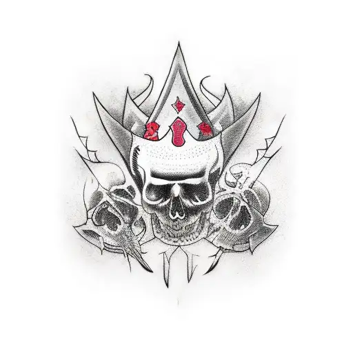 The scalp, the dead anarchist, the king and the Jester tattoo design idea