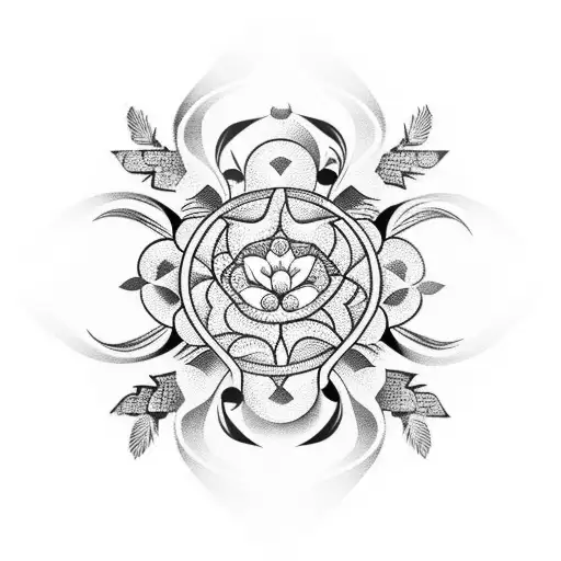 indigenous style flower tattoo design idea