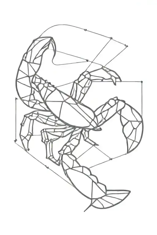 geometric lobster hanging tattoo design idea