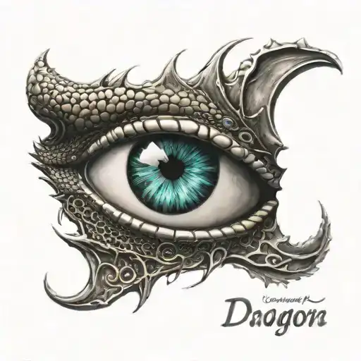 dragon eye and footprint with name incorporated tattoo design idea