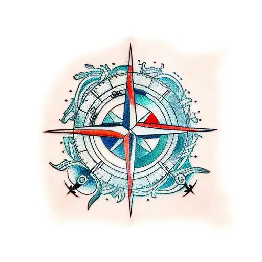 Nordic compass tattoo design idea