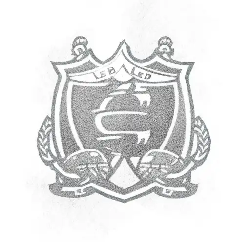 A Leeds United logo with a background of football stadium lights tattoo design idea