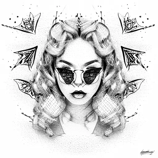 gangster, Sensational, Dark Academia, Freehand digital illustration, portrait, u tattoo design idea